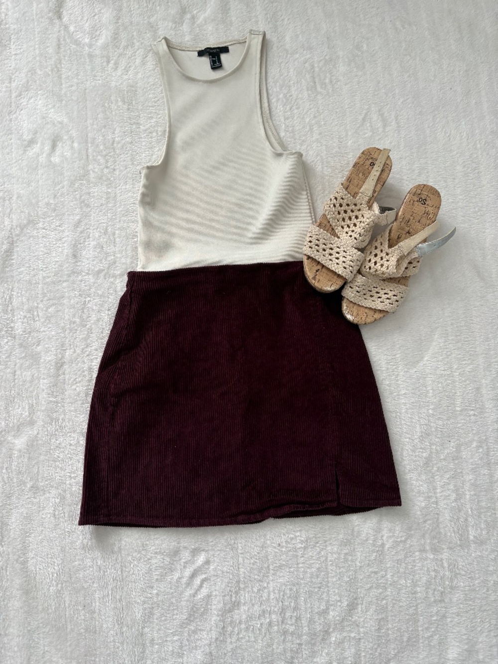 Hollister Maroon corduroy Skirt Zip Up with Side Slit
